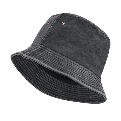 Unisex Charcoal Black Solid pure cotton Bucket Hat