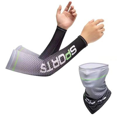 Grey & Black Set of 2 Cooling Arm Sleeves & Bandana