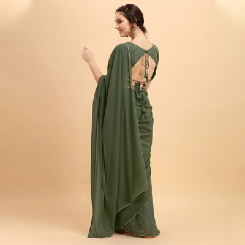 Olive & Golden Embellished Gotta Patti Saree