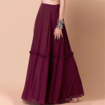 X Ridhi Mehra Women Maroon Solid Tiered Lehenga Skirt