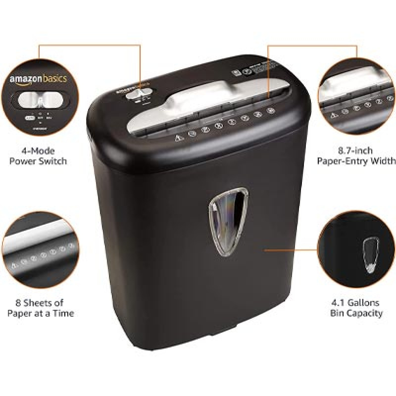 8-Sheet Cross Cut Paper Shredder and Credit Card Shredder