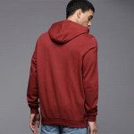 Men Red & White Printed Pure Cotton Hooded Sweatshirt