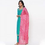 Women Sea Green & Pink Solid Kurti with Salwar & Dupatta