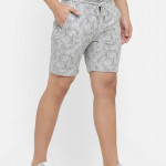 Men Grey Printed Slim Fit Regular Shorts