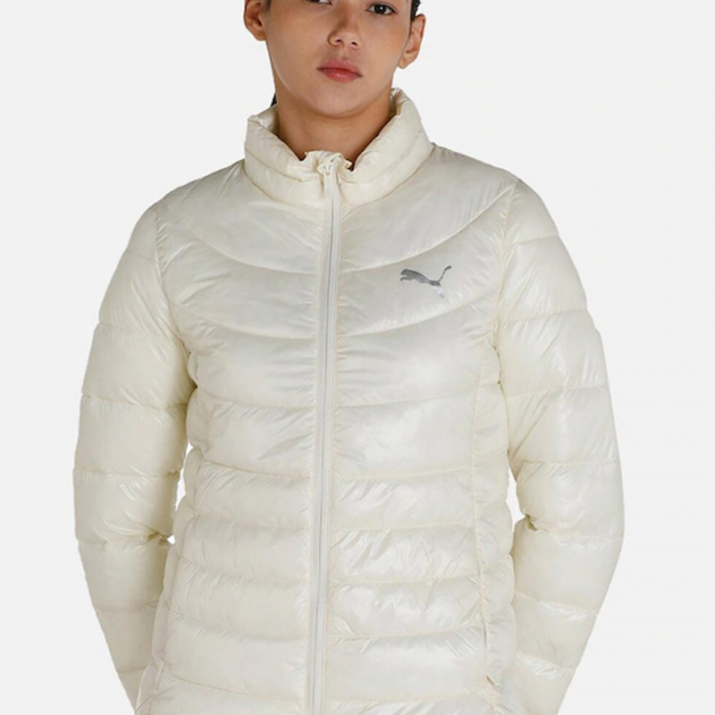 Women White Slim Fit Padded Jacket