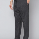 Men Charcoal Cotton Slim Fit Trousers